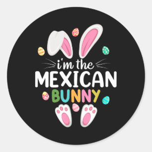 Sticker Rond Je suis le lapin mexicain de Pâques en famille