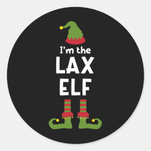 Sticker Rond Je suis Le Laxo Elf Drôle Lacrosse Joueur Noël Pa