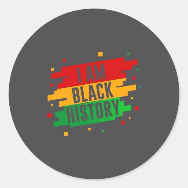 Sticker Rond Je suis le Mois de l'histoire des Noirs Afro-Améri (Devant)