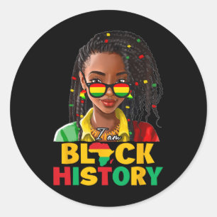 Sticker Rond Je suis le Mois de l'Histoire des Noirs Femme Fill