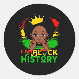 Sticker Rond Je suis le mois de l'histoire des Noirs Mignonne M