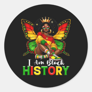 Sticker Rond Je suis le mois de l'histoire des Noirs Papillon A