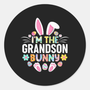 Sticker Rond Je suis le petit-fils Lapin Drôle de jour de Pâque