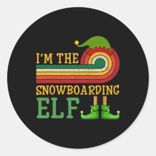 Sticker Rond Je suis Le Snowboard Elf Matching Group Fête de No