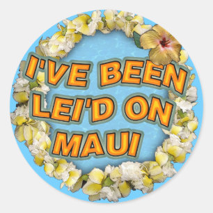 Sticker Rond Je suis Lei'd sur Maui