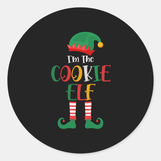 Sticker Rond Je Suis L'Elfe Cookie Qui Correspond À Noël (Devant)