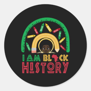 Sticker Rond Je suis les enfants de l'histoire noire Garçons Mo