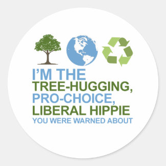 Sticker Rond Je suis l'hippie libérale, pro-choix, qui embrasse