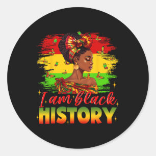Sticker Rond Je suis l'histoire noire Juneteenth Afro-Américain
