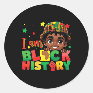 Sticker Rond Je suis l'histoire noire Juneteenth noir melanine