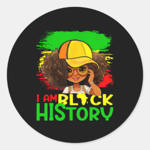 Sticker Rond Je suis Mois de l'Histoire des Noirs Reine Melanin