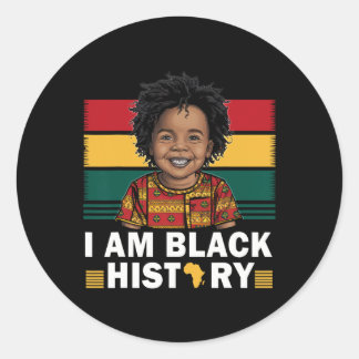 Sticker Rond Je Suis Noir Histoire Afro Petit Melanin Prince