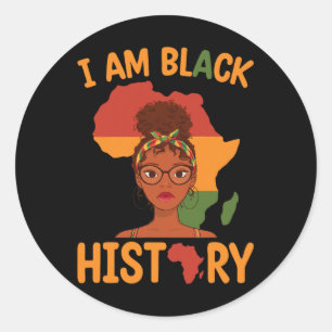 Sticker Rond Je suis Noir Histoire Fête des Mères JunetDix Inde
