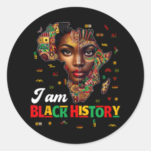 Sticker Rond Je Suis Noir Histoire Mois Carte Afrique African P