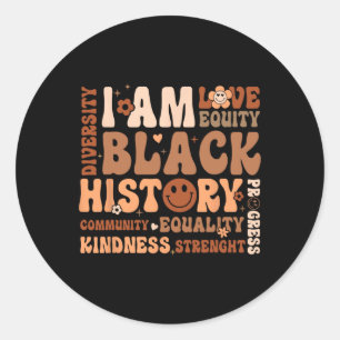 Sticker Rond Je Suis Noir Histoire Mois Egalité communautaire A