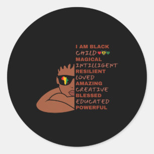 Sticker Rond Je Suis Noir Histoire Mois Enfants Garçons Afrique
