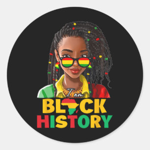 Sticker Rond Je Suis Noir Histoire Mois Femmes Fille Afro Noir