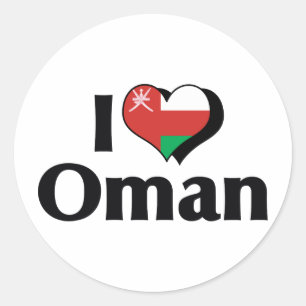Sticker Rond Je suis Oman Drapeau d'amour