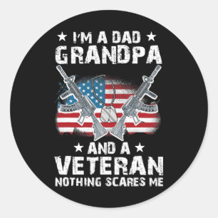 Sticker Rond Je suis papa grand-père et un vétéran du drapeau a