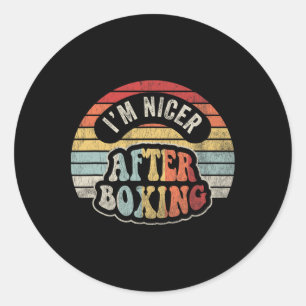 Sticker Rond Je suis plus agréable après la boxe style rétro