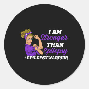 Sticker Rond Je Suis Plus Forte Que L'Épilepsie Guerrière En Ép