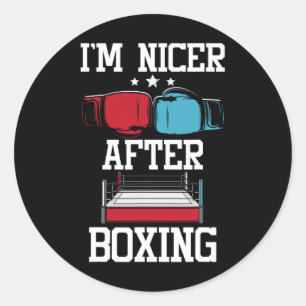 Sticker Rond Je suis plus gentil après la boxe - Gymnase de kic