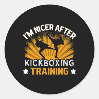 Sticker Rond Je suis plus gentil après l'entraînement de kickbo