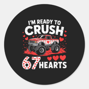 Sticker Rond Je suis prêt à écraser 67 coeurs camion 7 6 Saint