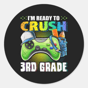 Sticker Rond Je suis prêt à écraser la vidéo de 3e année de ret