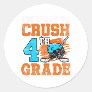 Sticker Rond Je suis prêt à écraser les enfants de hockey de 4e
