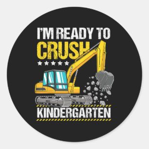 Sticker Rond Je suis prêt à écraser les véhicules de constructi