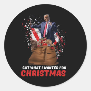 Sticker Rond Je Suis Recherché Pour Noël - Trump A Gagné 2024 P
