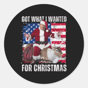 Sticker Rond Je Suis Recherché Pour Noël - Trump A Gagné 2024 P