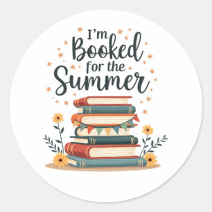 Sticker Rond Je suis réservé pour l’été - Citation de lecture a