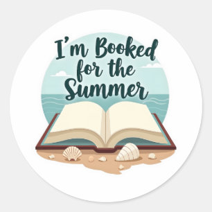 Sticker Rond Je suis réservé pour l’été - Citation de lecture a