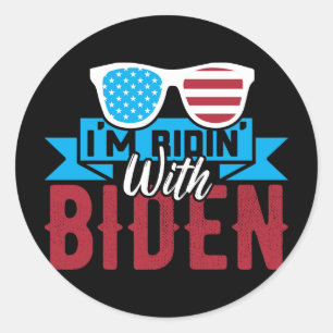 Sticker Rond Je suis Ridin With Biden
