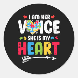 Sticker Rond Je Suis Sa Voix Elle Est Mon Coeur Puzzle Pièce Au