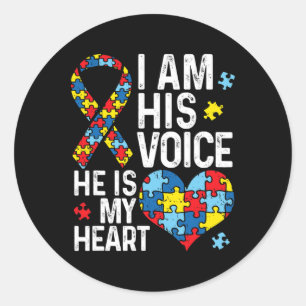 Sticker Rond Je Suis Sa Voix Il Est Mon Coeur Sensibilisation s