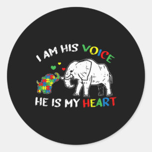 Sticker Rond Je Suis Sa Voix Il Est Mon Coeur Sensibilisation s