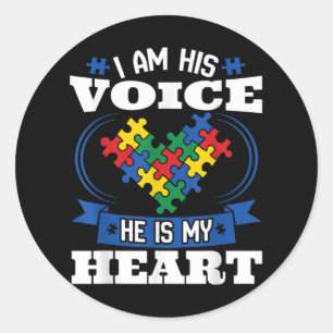 Sticker Rond Je Suis Sa Voix Il Est Mon Coeur Sensibilisation s