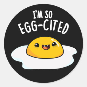 Sticker Rond Je suis si cité Oeuf amusé jeu de chatte d'oeuf Fr
