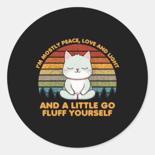Sticker Rond Je suis surtout paix amour drôle yoga pose du chat