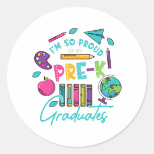 Sticker Rond Je Suis Tellement Fier De Mes Diplômés De Pré-K De