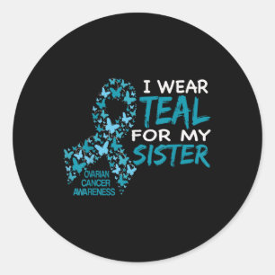 Sticker Rond Je Suis Turquoise Pour Ma Soeur Conscience Du Canc