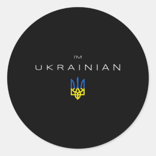 Sticker Rond Je Suis Ukrainien Je Suis D'Ukraine Trident Flag T