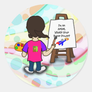 Sticker Rond Je suis un artiste, Quel est votre super pouvoir?