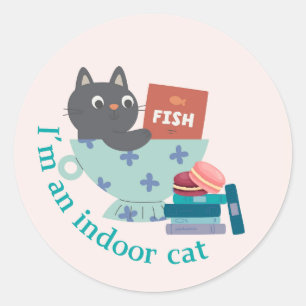 Sticker Rond Je suis un chat d'intérieur drôle