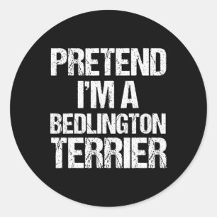 Sticker Rond Je suis un chien d'Halloween Bedlington Terrier dr