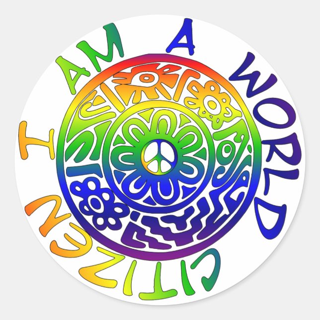 Sticker Rond Je Suis Un Citoyen Du Monde (Devant)