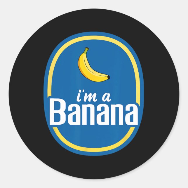 Sticker Rond Je suis un costume de banane Halloween Fruit Jaune (Devant)